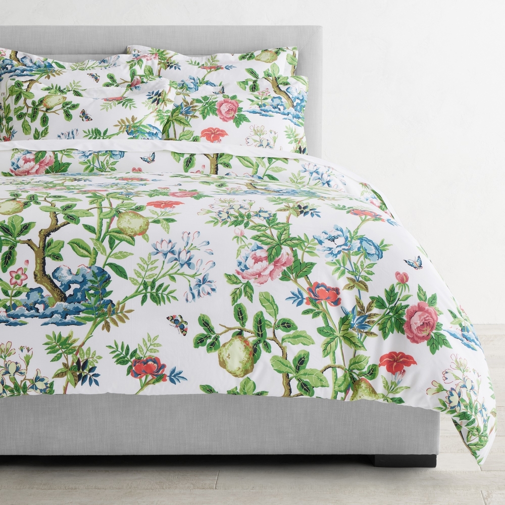 Floral Bedding Set - Green and Pink